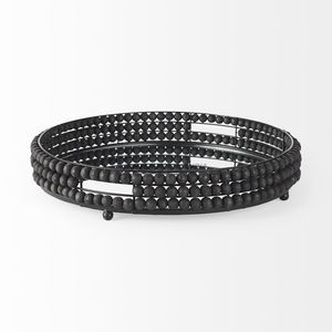 Plateau décoratif rectangulaire long noir mat avec rails latéraux pour le style de la console, le service de collations et de boissons - Product Image 5