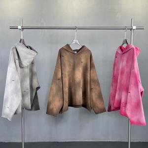 เสื้อฮู้ดผ้าฝ้ายฟอกสีกรดชุดสตรีทแวร์แบบเก่าเสื้อสเวตเตอร์แบบสตรีท - Product Image 6