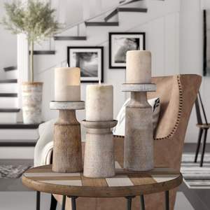 Par de portavelas de madera hechos a mano para decoración de estantes, creando un ambiente cálido y acogedor en cualquier hogar moderno - Product Image 3