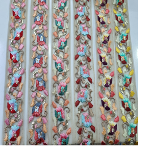 Cintas bordadas a máquina para varios propósitos, tejido de red hecho a medida, 1,5 pulgadas de ancho, con lentejuelas bordadas a máquina - Product Image 2