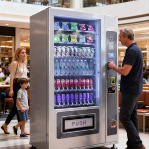 Meilleures ventes en Europe - Distributeur automatique de nourriture et de boissons - Distributeur automatique de collations avec paiement en espèces, pièces et cartes - Product Image 1