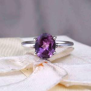 Anillo Bohemio Hecho a Mano en Plata de Ley 925 con Amatista Natural en Engaste de Puntas para Mujer y Regalos de Boda/Fiesta - Product Image 3