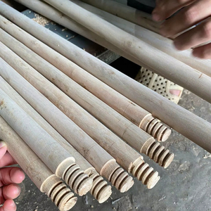 Tiradores de escoba de madera de eucalipto de hilo americano, tapas de plástico portátiles duraderas ecológicas, 120 cm - Product Image 1