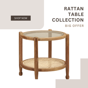 Table basse minimaliste moderne en bois massif verre de rotin pour ferme restaurants en plein air produit de vente chaude prix de gros - Product Image 4