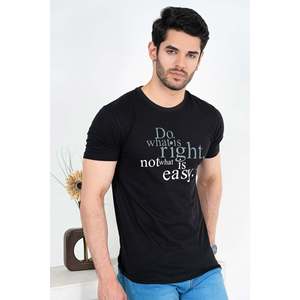YILDIZ Men's Summer Crew Neck T-Shirt 100% Cotton Jersey Solid Design Silk Screen <b>Printing</b> Crew Neck Style Top - Product Image 4