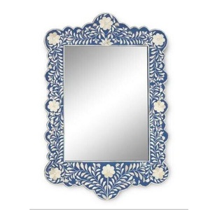 Indian Handcrafted Bone Inlay Round <b>Frame</b> Mirror Luxury Art Deco Style - Product Image 3