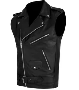 Chaleco de Motociclista de Cuero Genuino Reversible Impermeable con Cierre de Cremallera, Estilo Casual de Invierno para Hombre - Chaleco de Motociclista Personalizado OEM - Product Image 2