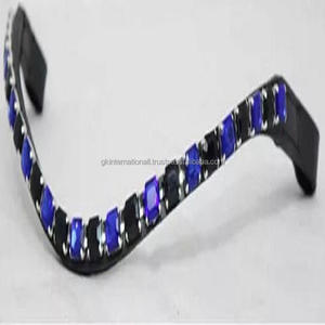 Bracelet en cuir véritable professionnel Premium, 15mm, avec 3 rangées, chaîne décorative en cristal et en métal - Product Image 5