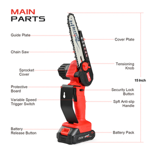 6Inch Draadloze <span class=keywords><strong>Mini</strong></span> Kettingzaag Met Snel Opladen Lithiumbatterij Perfect Voor Het Snoeien Van Bomen Goed Houtbewerking En Snijgereedschap - Product Image 2