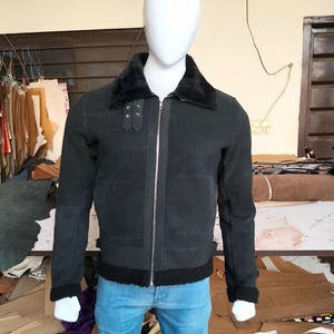 Customizable <b>Vintage</b> Sheep Skin Fur suede Leather Racer Jacket for Men Oem Wholesale Customized Bomber Jacket - Product Image 1