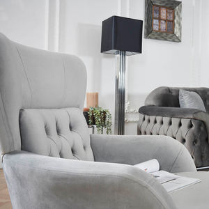 โซฟากำมะหยี่สีเทาประดับด้วยผ้าร่วมสมัยพร้อมฐานโลหะดีไซน์3-Seater หรูหรา4ห้องนั่งเล่นสำนักงานเลานจ์หรือโครงการต้อนรับ - Product Image 3