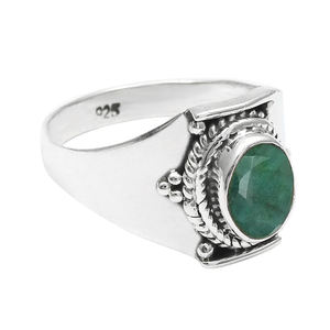 Anillos de piedras preciosas de Esmeralda verde a la moda para mujer de plata de ley 925, piedras preciosas curativas naturales, joyería de plata a granel OEM - Product Image 2