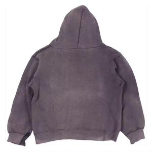 Venta al por mayor Stone Wash Pull over Hoodie Screen Print Plain French Terry Organic Cotton Sudaderas con capucha para hombre - Product Image 4