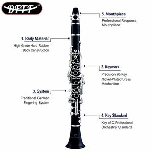 <span class=keywords><strong>Clarinete</strong></span> Profesional <span class=keywords><strong>de</strong></span> 26 Llaves en Sib, Sistema Alemán, <span class=keywords><strong>Instrumento</strong></span> <span class=keywords><strong>de</strong></span> Viento <span class=keywords><strong>de</strong></span> Madera, Venta al por Mayor <span class=keywords><strong>de</strong></span> Fábrica OEM&ODM para Orquestas y Bandas - Product Image 2