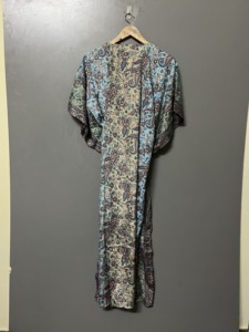 Robe longue décontractée élégante pour femme, caftan fleuri en coton à col en V, vêtements de printemps et d'été amples, taille naturelle ajustée - Product Image 2