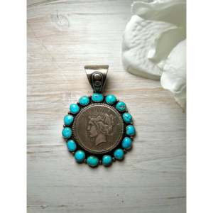 Pendentif Eleanor Richards Kingman avec turquoise et technologie d'incrustation en argent sterling - Product Image 1