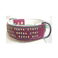 Collier de chien en cuir indien véritable 100% fait à la main luxe écologique mixte en laiton argent goujons Animal Rivet personnalisable disponible
