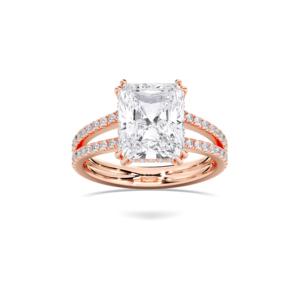 Bague de fiançailles Moissanite E-F/VVS-VS de 5.54 carats avec diamant radiant et taille avec centre en or massif 10K14K 18K 5.00CT - Product Image 6