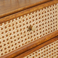 Commode pliable en bois de manguier massif, style farmhouse, 2 tiroirs grands, 2 tiroirs petits, pour salon, hôtel, école, appartement