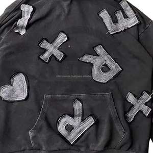 Sweat-shirt personnalisé en molleton lourd délavé à l'acide, en coton, imprimé en relief, respirant, avec logo brodé - Product Image 3