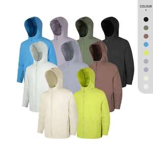 Verano Color brillante 100% Poliéster Imprimir Su logotipo Ligero Cremallera completa Chaqueta de gimnasio ligera Portátil Impermeable Liso teñido - Product Image 4