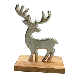 Ornement de renne agréable Sculpture décorative en métal Base en bois Table pour la décoration de Noël - Product Image 3