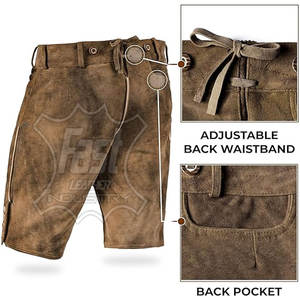 Adults Solid Colo Unique Style Breathable <b>Shorts</b> Lederhosen Bavarian <b>Shorts</b> Custom Made <b>Leather</b> <b>Shorts</b> - Product Image 4
