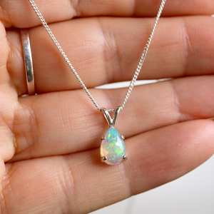 Piedra preciosa de ópalo etíope Natural 925 plata esterlina hecha a mano diseñador joyería fina Collar para mujer personalizado - Product Image 5