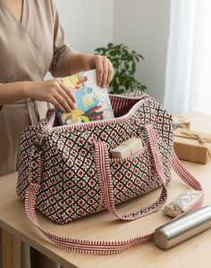 Qualité parfaite coton imprimé à la main à la mode Vintage sac à main femmes sacs de soirée pour femmes épaule sacs à provisions ensemble d'articles - Product Image 4