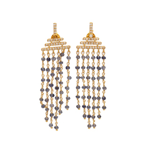 Pendientes de plata de ley 925 con forma redonda, labradorita y Gema Cz, novedad - Product Image 1