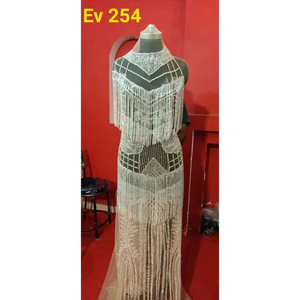 Tissu filet perlé brodé à la main de style ethnique pour les panneaux avant et arrière Accessoire de mode - Product Image 2