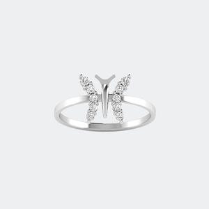 แหวนมินิมอลทรงกลมประดับเพชรแบบคลัสเตอร์รูปผีเสื้อ 0.30 กะรัต - Product Image 2