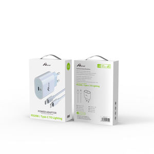 YTC-07-IP 20V 5V/2.4A Type C PD 20W adaptateur de charge et câble chargeur blanc Profitez des chargeurs de téléphone portable - Product Image 1