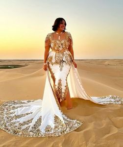 Latest-Designer-Beautiful Embellished Crystal Beads, Pearls, Glass Stone on White KARAROU DRESS With Trail On Crape Fabric=2025 - Product Image 1