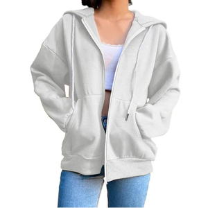 Sudadera con cremallera de algodón de alta calidad para mujer, logotipo personalizado, decoración con lentejuelas, estilo deportivo suelto informal para invierno - Product Image 6