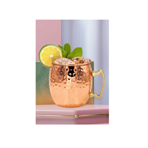 Meilleures ventes, meilleures tasses à mule de Moscou en cuivre personnalisé, tasse à mule de voyage de forme ronde martelée solide, grossiste indien - Product Image 1