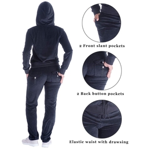 Chándal de terciopelo 2025 para mujer, 2 piezas, chándal de terciopelo, conjunto de chándal de terciopelo, conjuntos de pantalones de chándal y sudadera con cremallera completa - Product Image 5