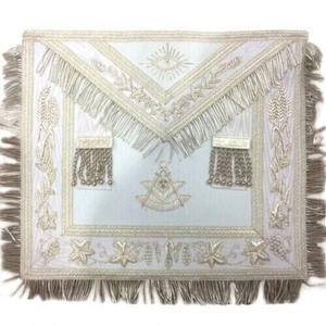 Masonic Regalia Free Masons Lodge Master Mason Delantal blanco bordado a mano - Product Image 2