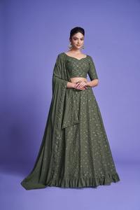 LATEST TRADITIONAL GEORGATTE DIAMOND and HEAVY SEQUENCE WORK DESIGNER <b>LENGHA</b> CHOLI - Product Image 4