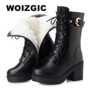WOIZGIC Stivali alla Caviglia in Vera Pelle per Donne, Scarpe Invernali Calde da Neve per Madri e Donne - Product Image 5