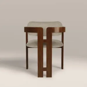 SILLA DE COMEDOR CURVA CON ESTRUCTURA DE MADERA COLOR NUEZ MARRÓN, ASIENTO Y RESPALDO Acolchados GRIS - Product Image 5