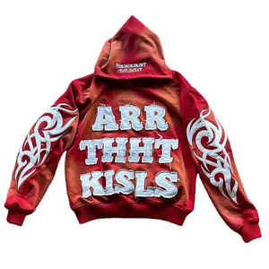 New Arrival Custom DISTRESSED Embroidery Men <b>Hoodies</b> Wholesale Street Wear Custom Manufacturer DISTRESSED Embroidery <b>Hoodies</b> Men - Product Image 5