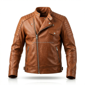 Custom Made Men's Burgundy Leather <b>Jacket</b> Motorcycle Biker Style Genuine Veg Tan Cowhide Leather <b>Jacket</b> - Product Image 5