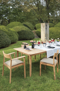 Fauteuil de salle à manger d'extérieur en teck moderne avec coussin - Product Image 5