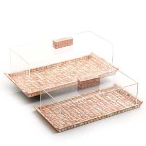 Tapa acrílica decorativa para comida, bandeja de madera para desayuno y comida, hecha a mano, último diseño de lujo, resina perla madre - Product Image 5