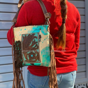 Sac à bandoulière en fourrure véritable, sac à main moyen avec franges, sac en cuir Western Cowgirl à la mode - Product Image 2