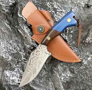 Hermoso cuchillo Bushcraft de acero de Damasco de 8 pulgadas, mango de madera de Color Vengai, forjado a mano, hecho a mano para Camping, caza, alto OEM - Product Image 5