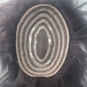 Peluca de Encaje PU para Hombre, Prótesis Capilar de Cabello Remy Indio con Ondas Naturales y Estilos Lacio Rizado, Peso 40-80g - Product Image 1