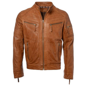 Veste universitaire chauffante style rue pour hommes, haute qualité, en cuir de vache véritable, col montant, automne hiver, service OEM - Product Image 1