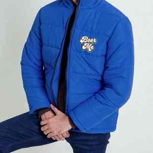 Manteau bouffant imperméable d'hiver à col montant pour hommes de qualité supérieure poches cargo avant à fermeture éclair léger - Product Image 4